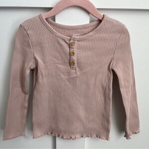 Little Co. Pink Ribbed Tee Toddler Girl Long Sleeve 2T